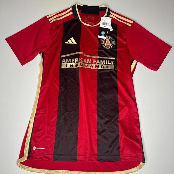 adidas Other - Adidas Atlanta United FC IC3000 Home Jersey Red/Black Gold Trim Slim Fit Men’s M